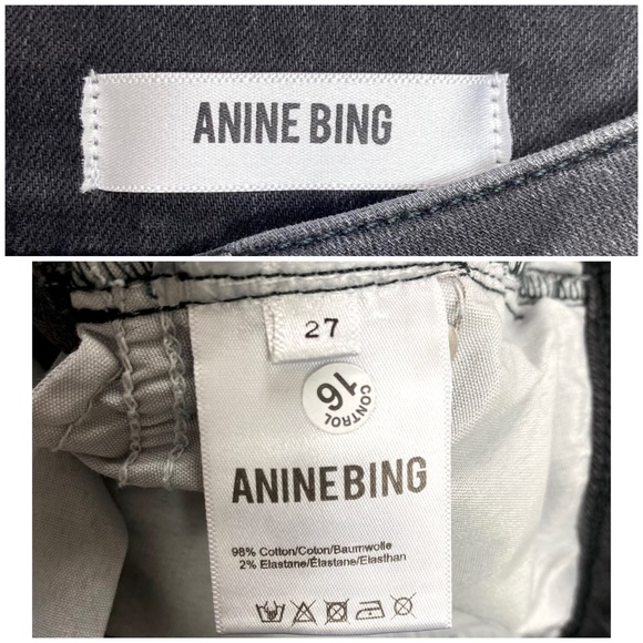 Anine Bing Low Pocket Distressed Knee Skinny Jeans in Washed Black - Picture 6 of 9